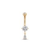 14kt Gold Prong Set Dangle Navel Bar