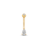 14kt Gold Pear Prong Set Navel Bar