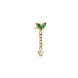 24kt Gold PVD Titanium Threadless Emerald 2 Marquise w Dangle Attachment