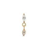 24kt Gold PVD Titanium Threadless Marquise Stone w Dangle Attachment