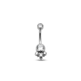 Internally Threaded Jeweled 3 Stone Trio bead Cluster Navel