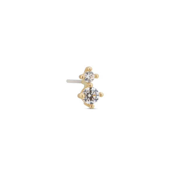 14kt Gold Threadless - 2 Stone Prong Set Round 1mm - 2mm Attachment - Lab Grown Diamond