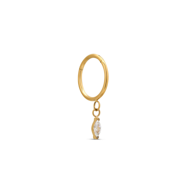 24kt Gold PVD Titanium Hinged Ring w Marquise Dangle