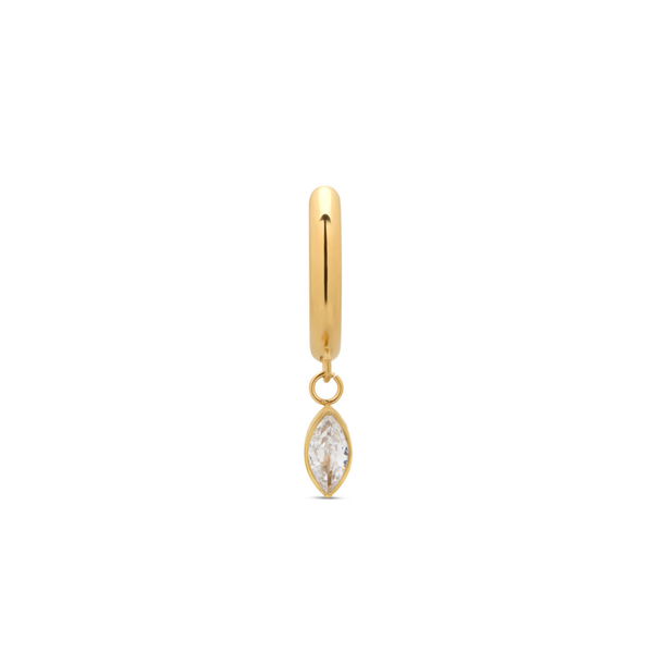 24kt Gold PVD Titanium Ear Clicker w Marquise Dangle