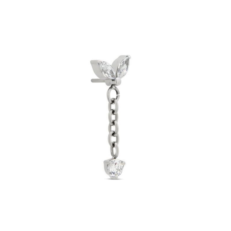 Threadless 2 Marquise w Dangle Stone Attachment