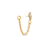 24kt Gold PVD Titanium Threadless Duo Marquise w Chain Attachment