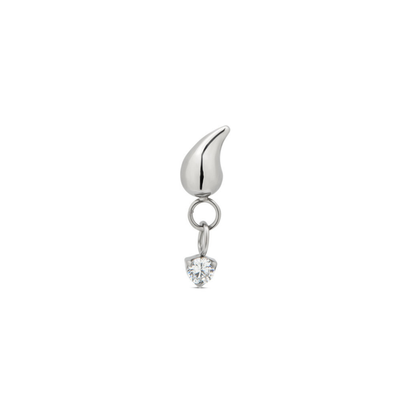 Threadless Droplet w CZ Hanging Round Stone Attachment