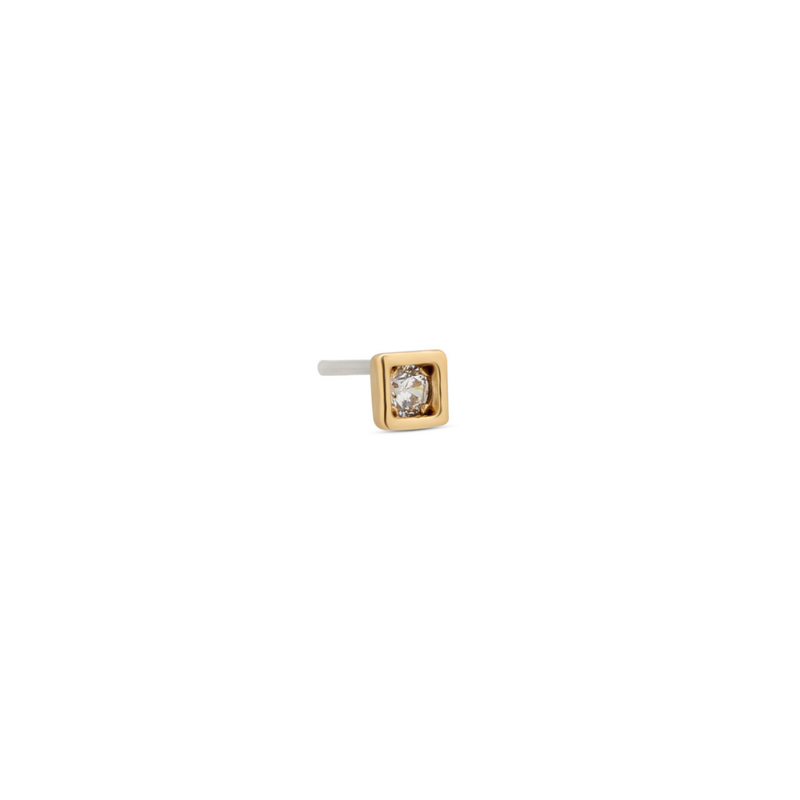 14kt Gold Threadless - Bezel Square Attachment - Lab Grown Diamond