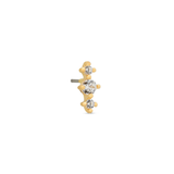 14kt Gold Threadless 3 Stone Prong Set Round 1mm - 2mm Attachment