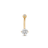 14kt Gold Single Prong Set Navel Bar