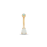 14kt Gold Opal Pear Shape Prong Set Navel Bar