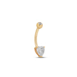 14kt Gold Navel Bar Heart Prong Set