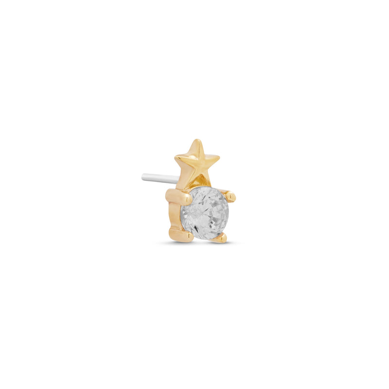 14kt Gold Threadless - Star With Round Jewel