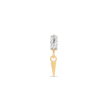 24kt Gold PVD Titanium Internally Threaded Gold Baguette With Dangle Spike Attachment