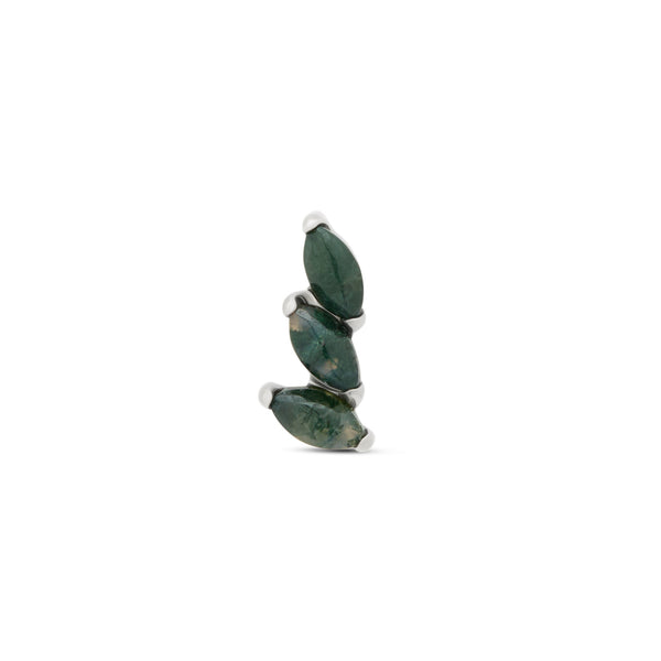 Internally Threaded 3 Marquise Natural Gemstone - Moss Agate Attachment