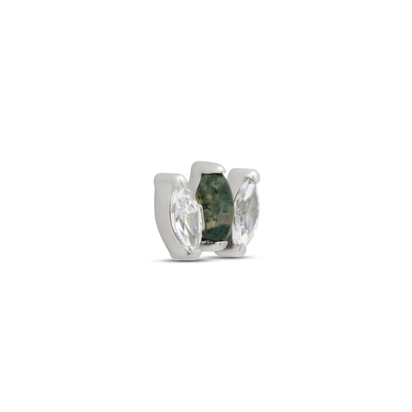 Internally Threaded Marquise Natural Gemstone - Moss Agate Attachment