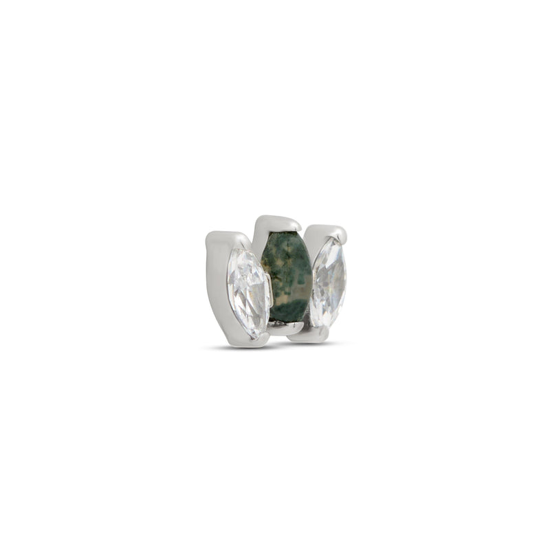 Internally Threaded Marquise Natural Gemstone - Moss Agate Attachment