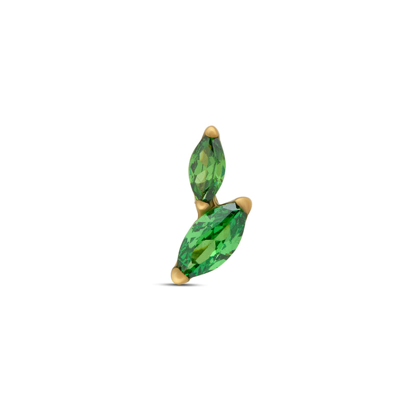 24kt Gold PVD Titanium Threadless Duo Marquise Emerald Attachment