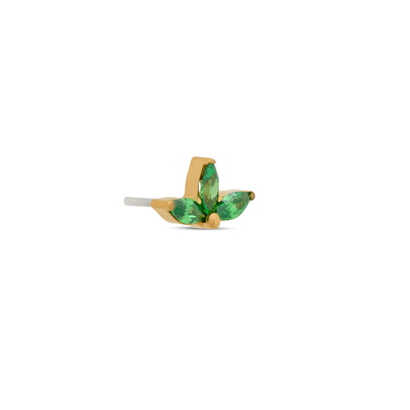 24kt Gold PVD Titanium Threadless Fan Marquise Emerald Attachment