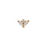 24kt Gold PVD Titanium Threadless 2 Marquise w Centre Stone Attachment