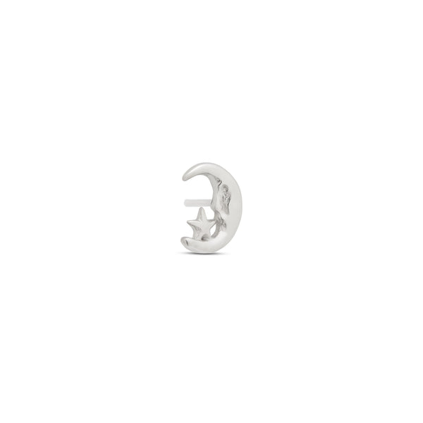 14kt White Gold Threadless - Moon with Face Attachment