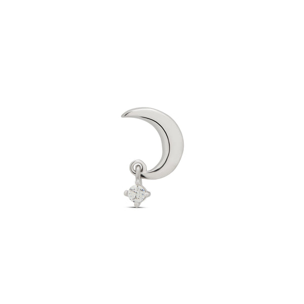 14kt White Gold Threadless - Dangle Moon Attachment