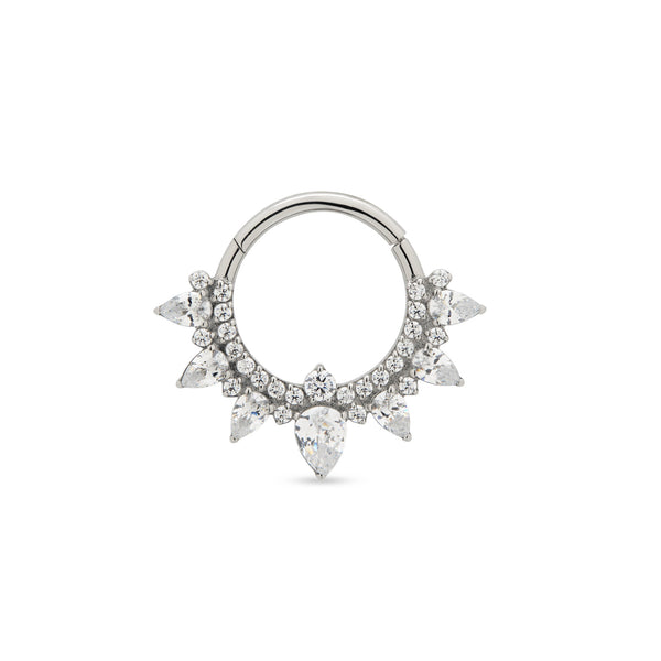 Jeweled Pear Cluster Hinged Ring