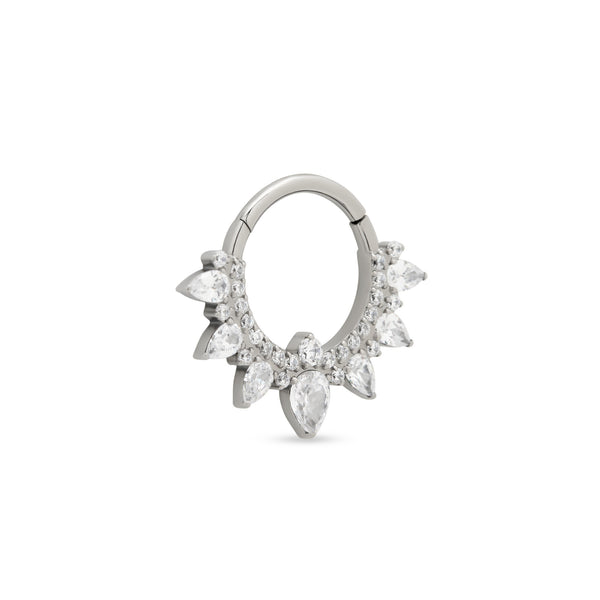 Jeweled Pear Cluster Hinged Ring