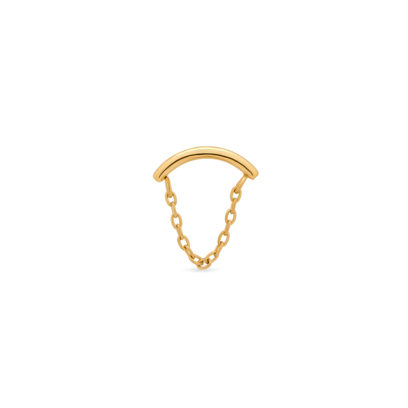 24kt Gold PVD Titanium Threadless Curved with Chain Attachment