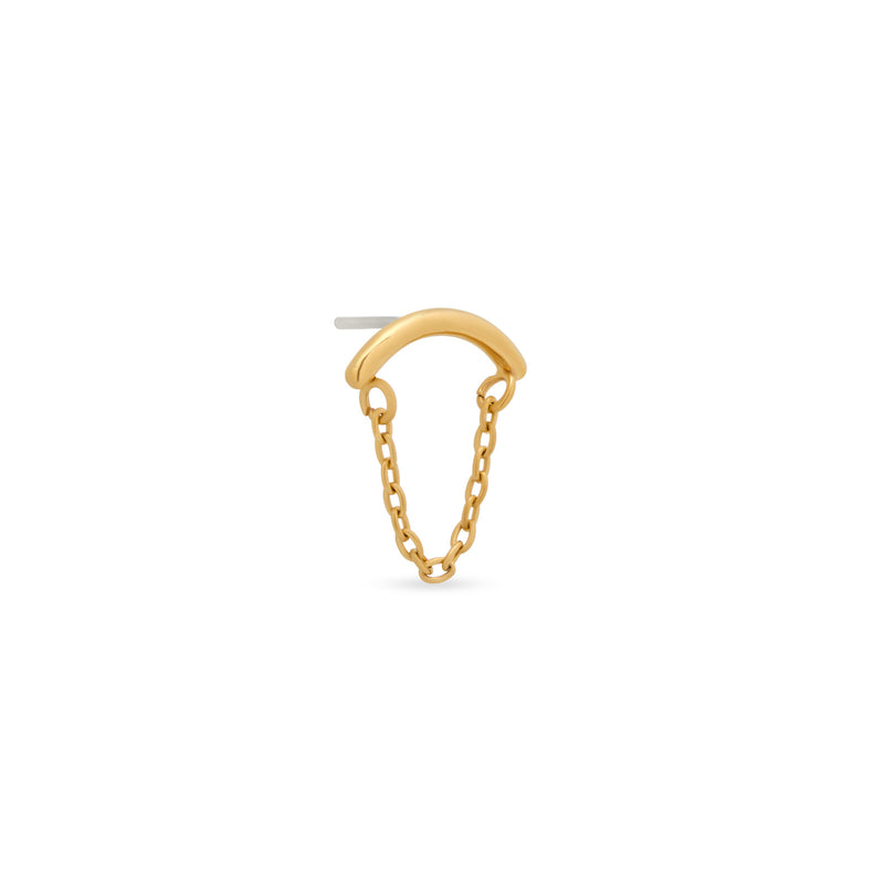 24kt Gold PVD Titanium Threadless Curved with Chain Attachment