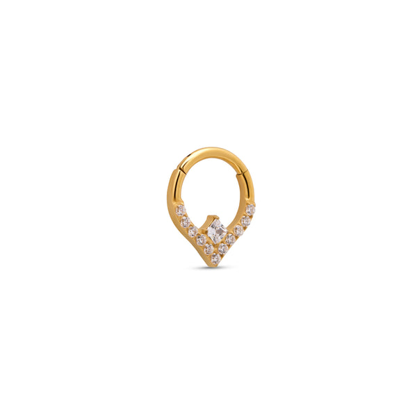 24kt Gold PVD Titanium Forward Facing Diamond Hinged Ring