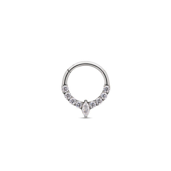 Forward Facing Jeweled Marquise Hinged Ring