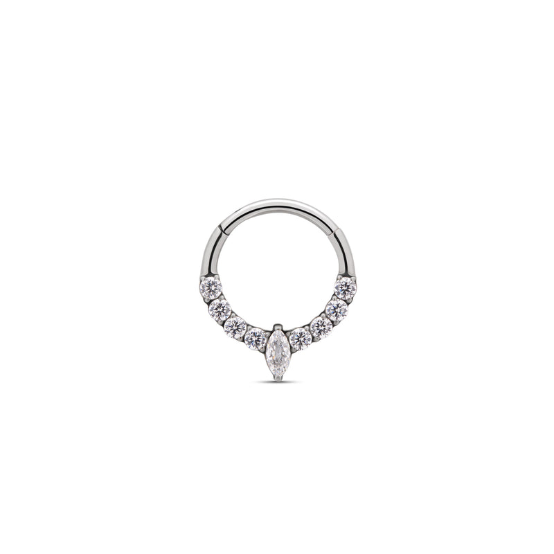 Forward Facing Jeweled Marquise Hinged Ring