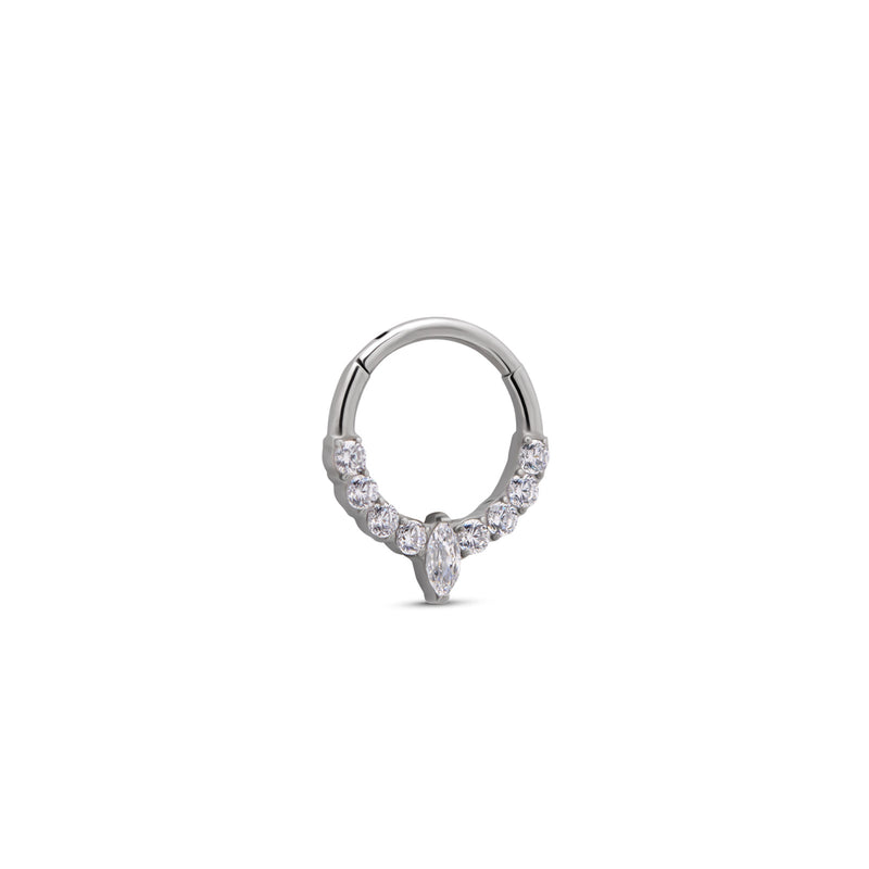 Forward Facing Jeweled Marquise Hinged Ring