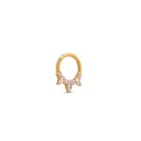 24kt Gold PVD Titanium 3 Marquise Hinged Ring