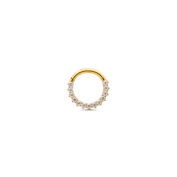 24kt Gold PVD Titanium Prong Set Hinged Ring