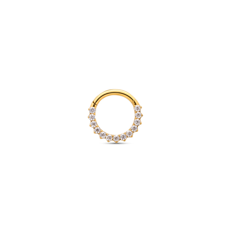 24kt Gold PVD Titanium Prong Set Hinged Ring