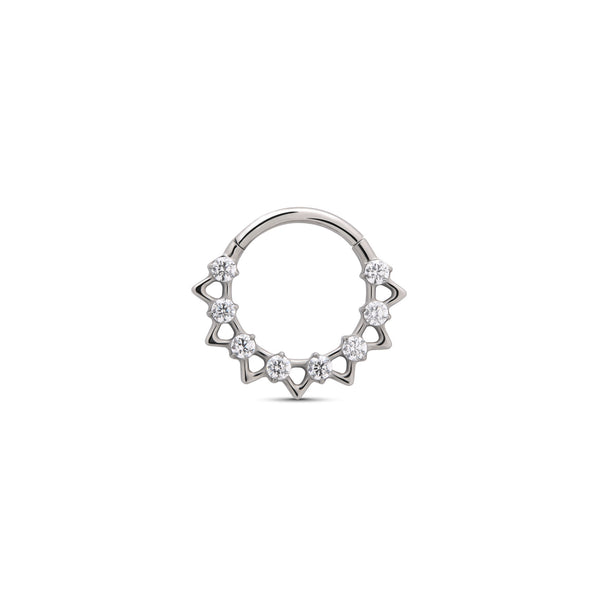 Jeweled Hollow Spike Hinged Ring