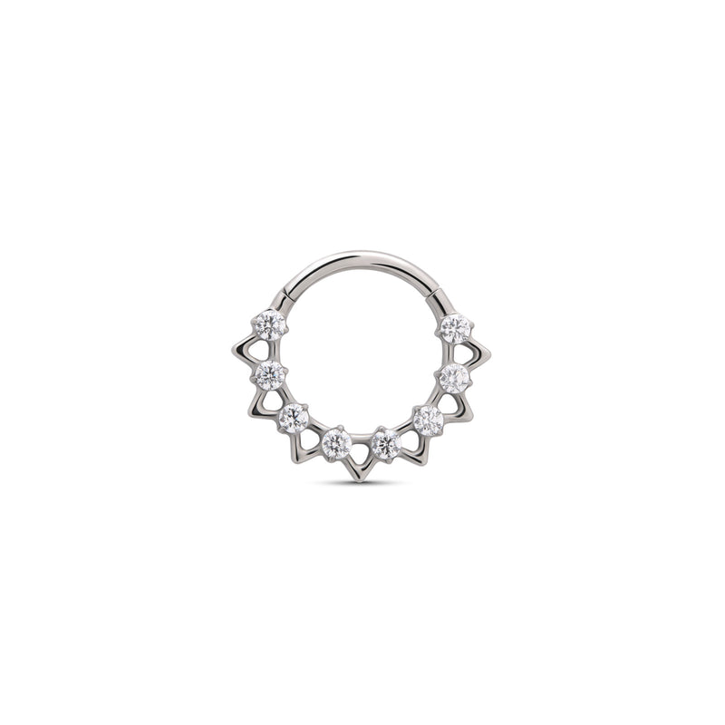 Jeweled Hollow Spike Hinged Ring