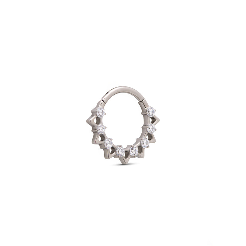 Jeweled Hollow Spike Hinged Ring