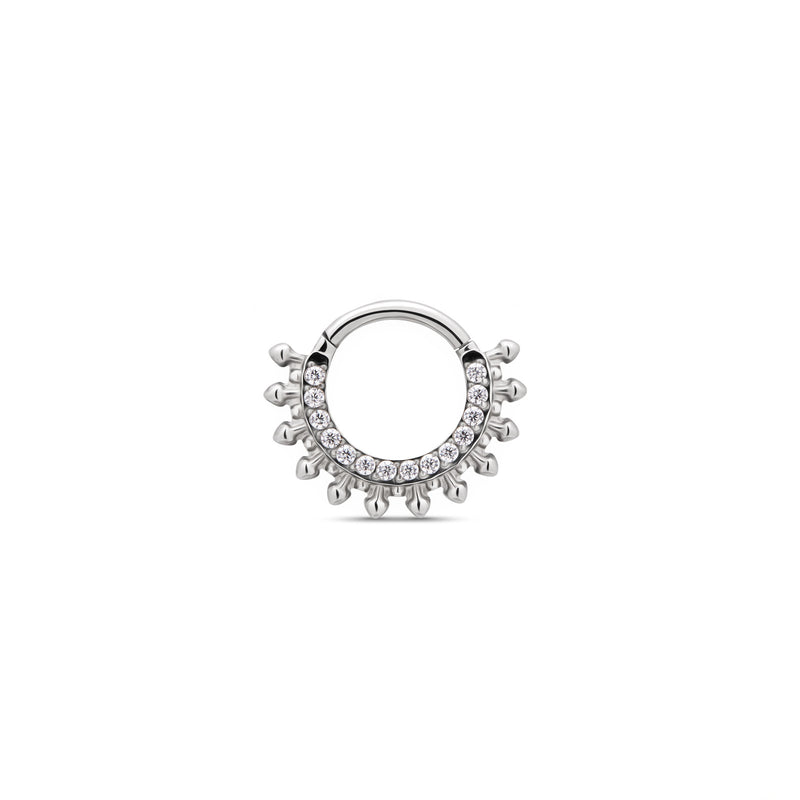 Jeweled Thick Spike Hinged Ring