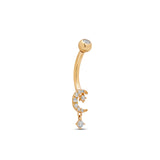 14kt Gold Navel Bar Dangle Moon