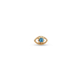 14kt Gold Threadless - Eye With Blue Crystal