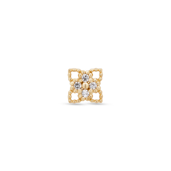 14kt Gold Threadless - Lace Flower w 4 Round CZ