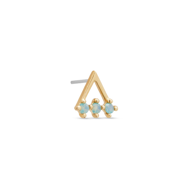 14kt Gold Threadless - Green Opal Trio