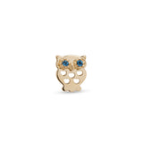 14kt Gold Threadless - Owl With Jewel Eyes