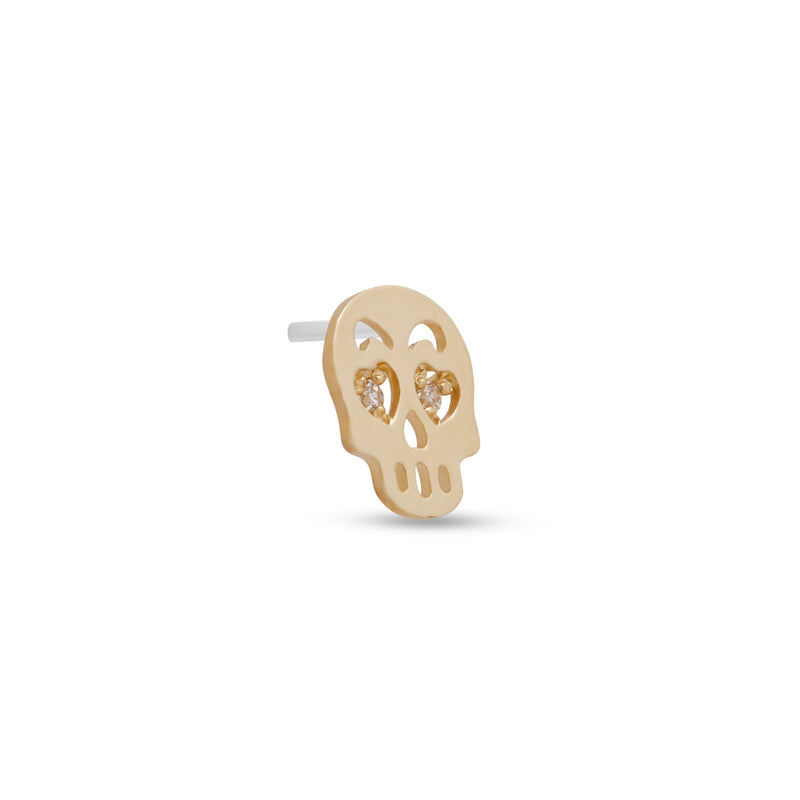 14kt Gold Threadless - Skull With Jewel Eyes