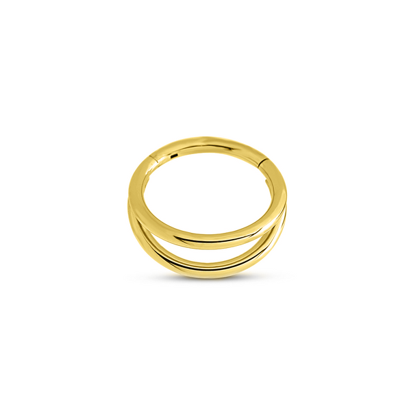 24kt Gold PVD Titanium Double Ring - Hinged Ring