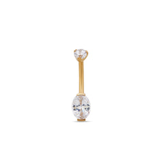 24kt Gold PVD Titanium Internally Threaded 2 Prong Mini Navel