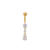 24kt Gold PVD Titanium Internally Threaded Dangle Navel Bar